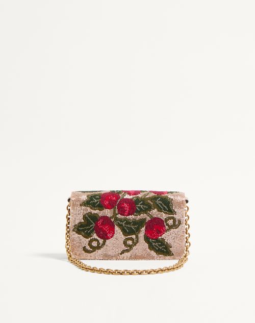 Valentino Garavani - Valentino Garavani Vain Embroidered Shoulder Clutch With Cherryfic Pattern - Beige/multicolour - Woman - Shoulder Bags
